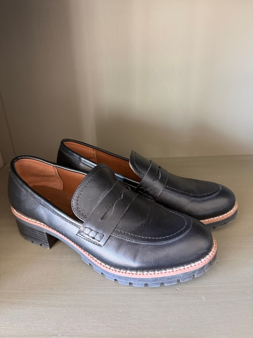 Women’s Black Leather Penny Loafers